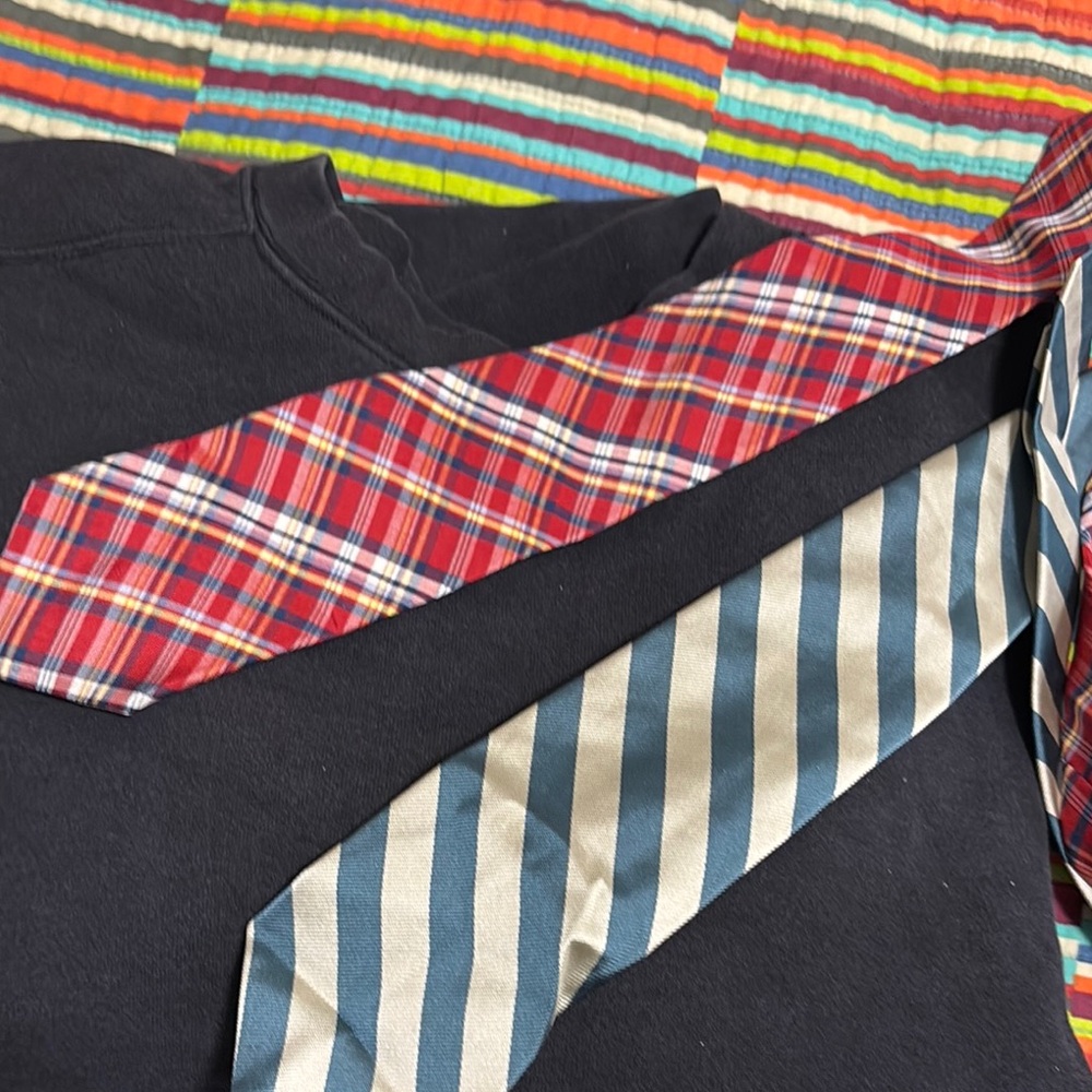 2- vintage ties, one rooster filings, Robert Talbot for A.O. White silk